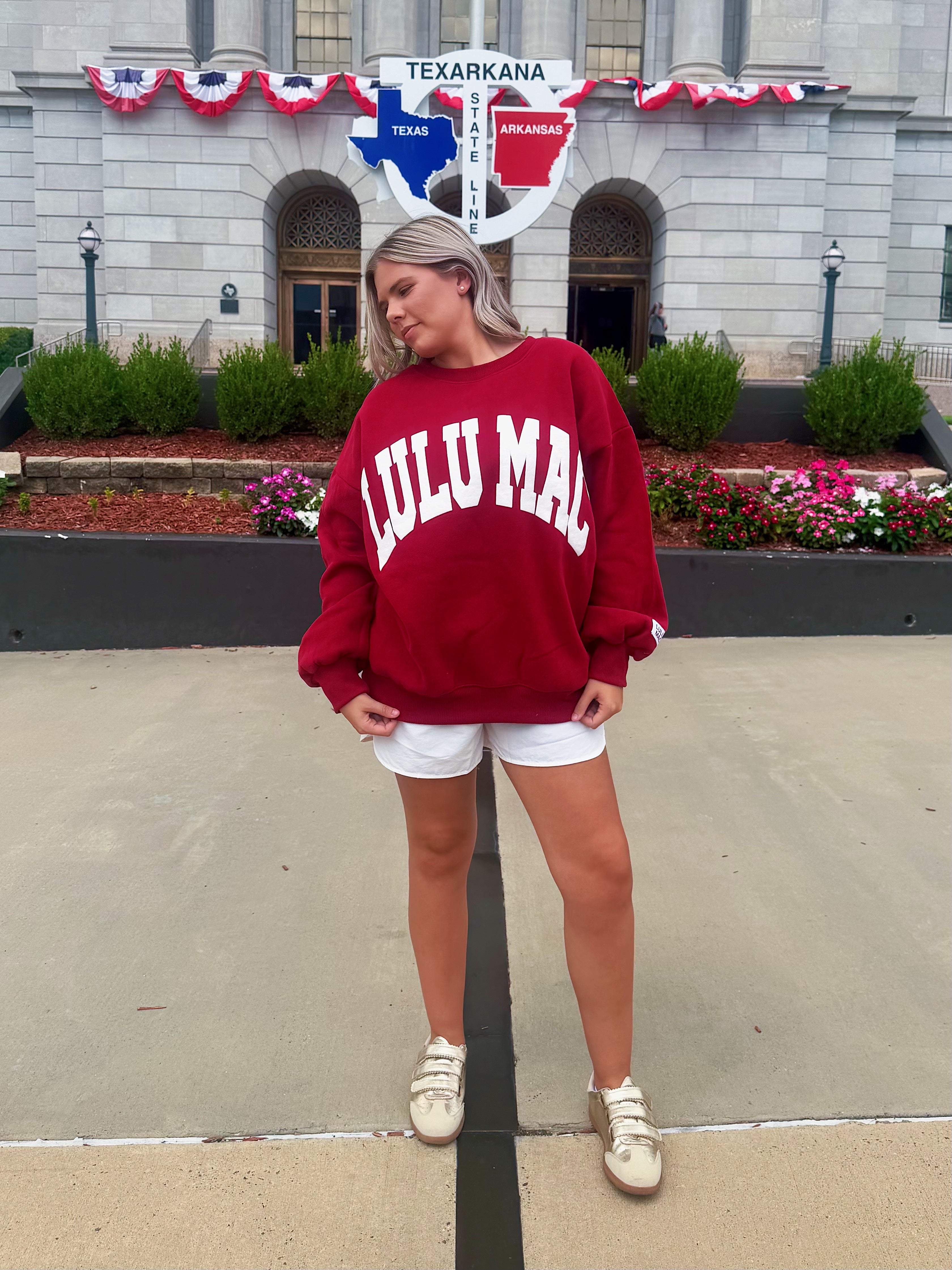 LULU MAC Maroon/White Sweater