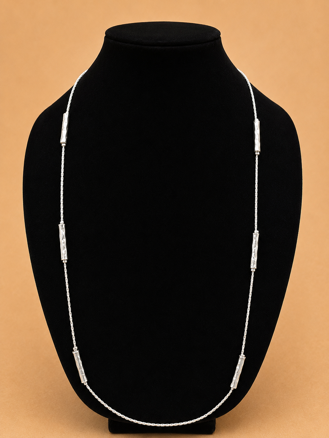 Silver Cylinder Bar Necklace