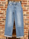 Mid Rise Cuffed Mom Jean Medium Wash