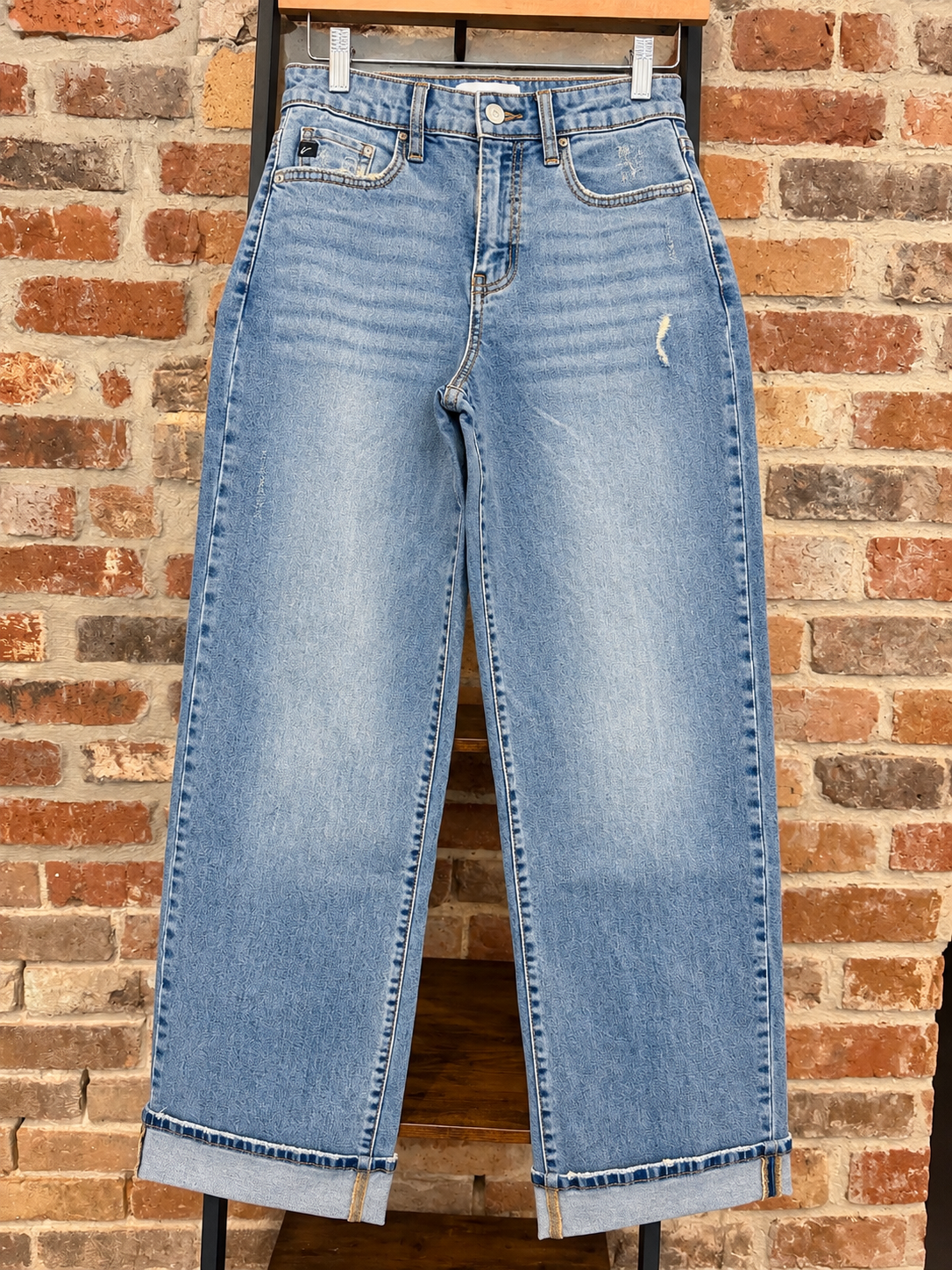Mid Rise Cuffed Mom Jean Medium Wash
