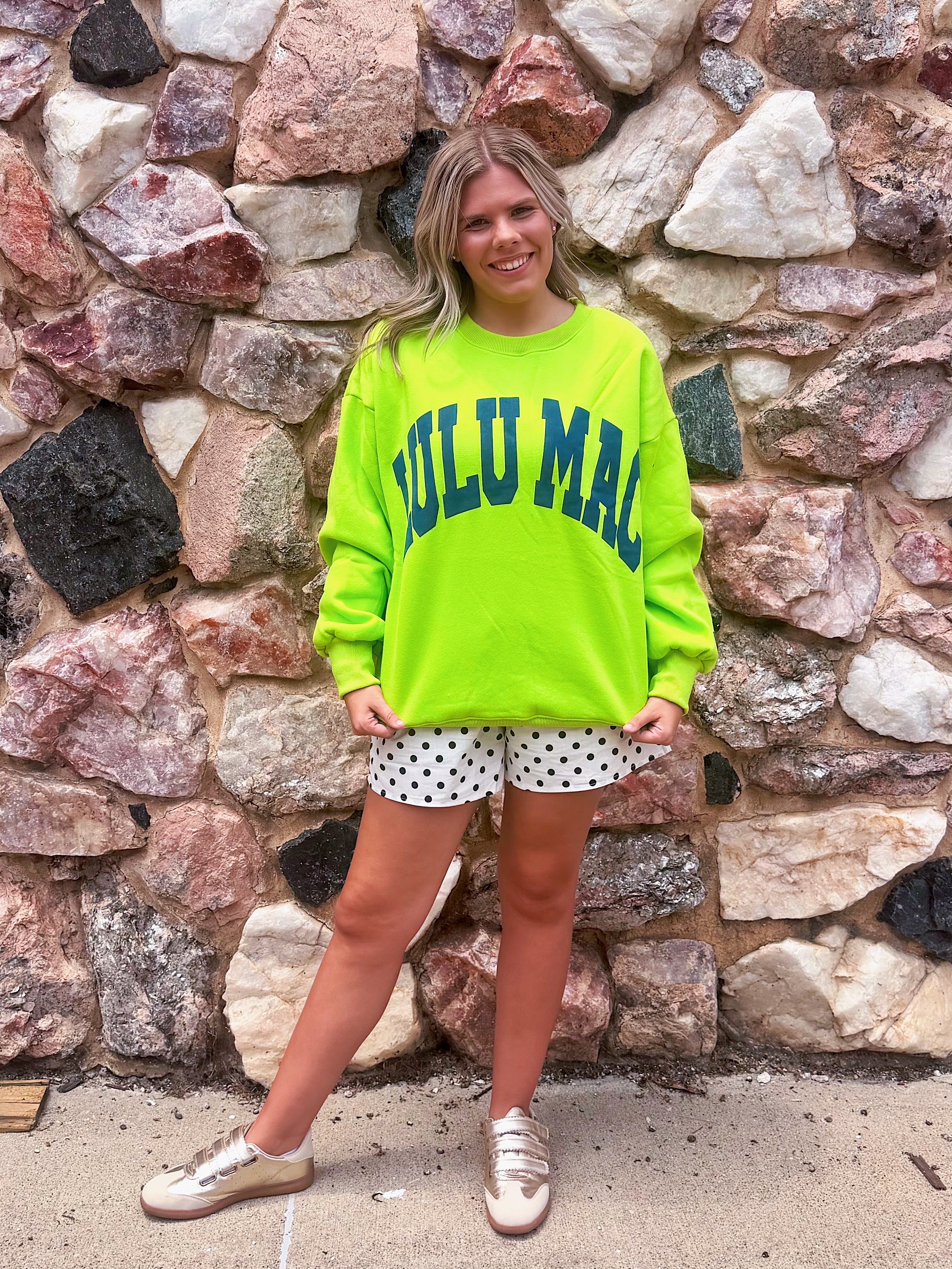 LULU MAC Lime Green/Purple Sweater