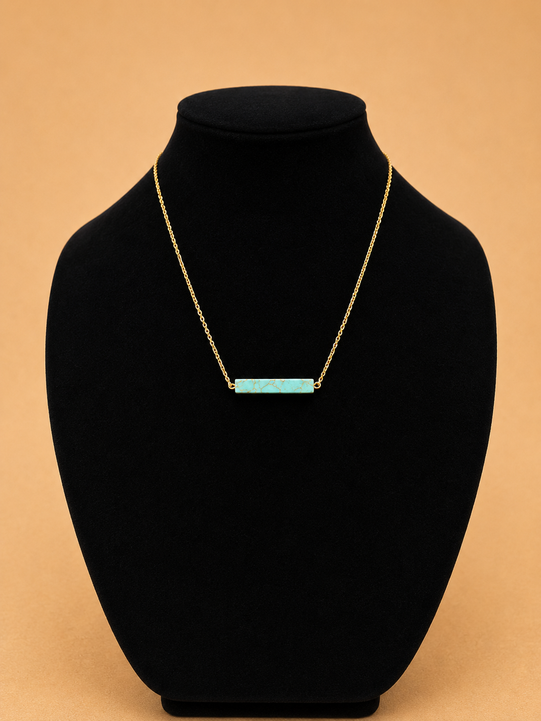 Turquoise Marble Inspired on Gold Chain