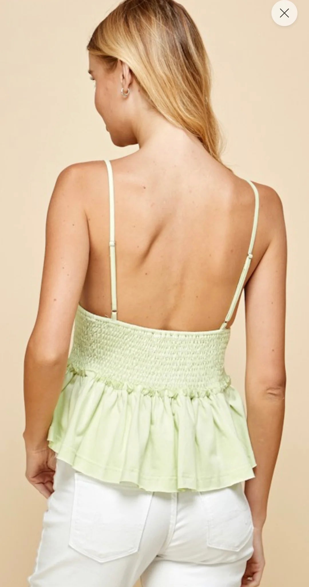 Smocked Waist. Cami Tank in Lime