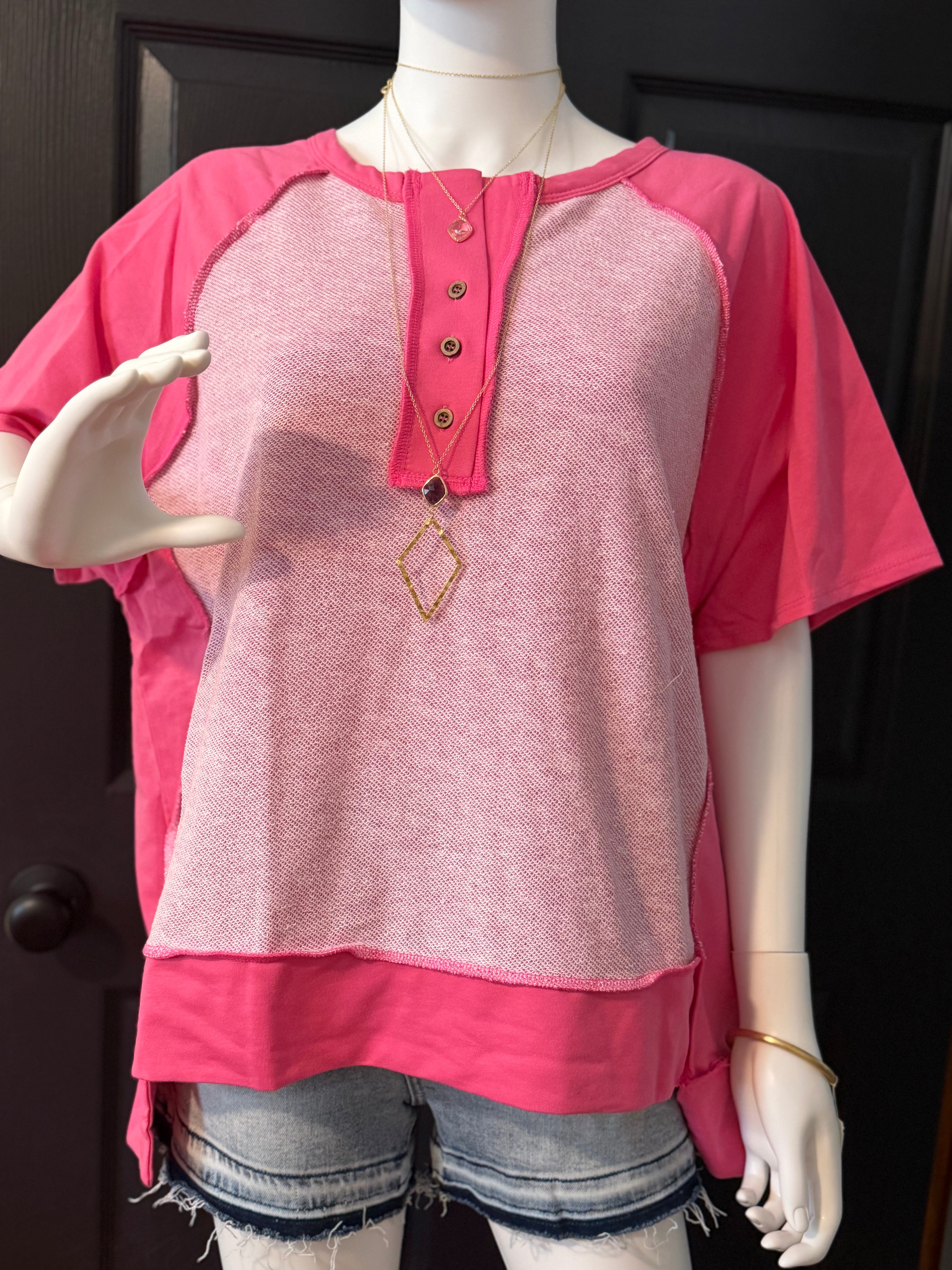 Terry Block Knit Top