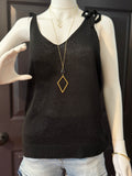 Tied Shoulder Solid Knit Tank
