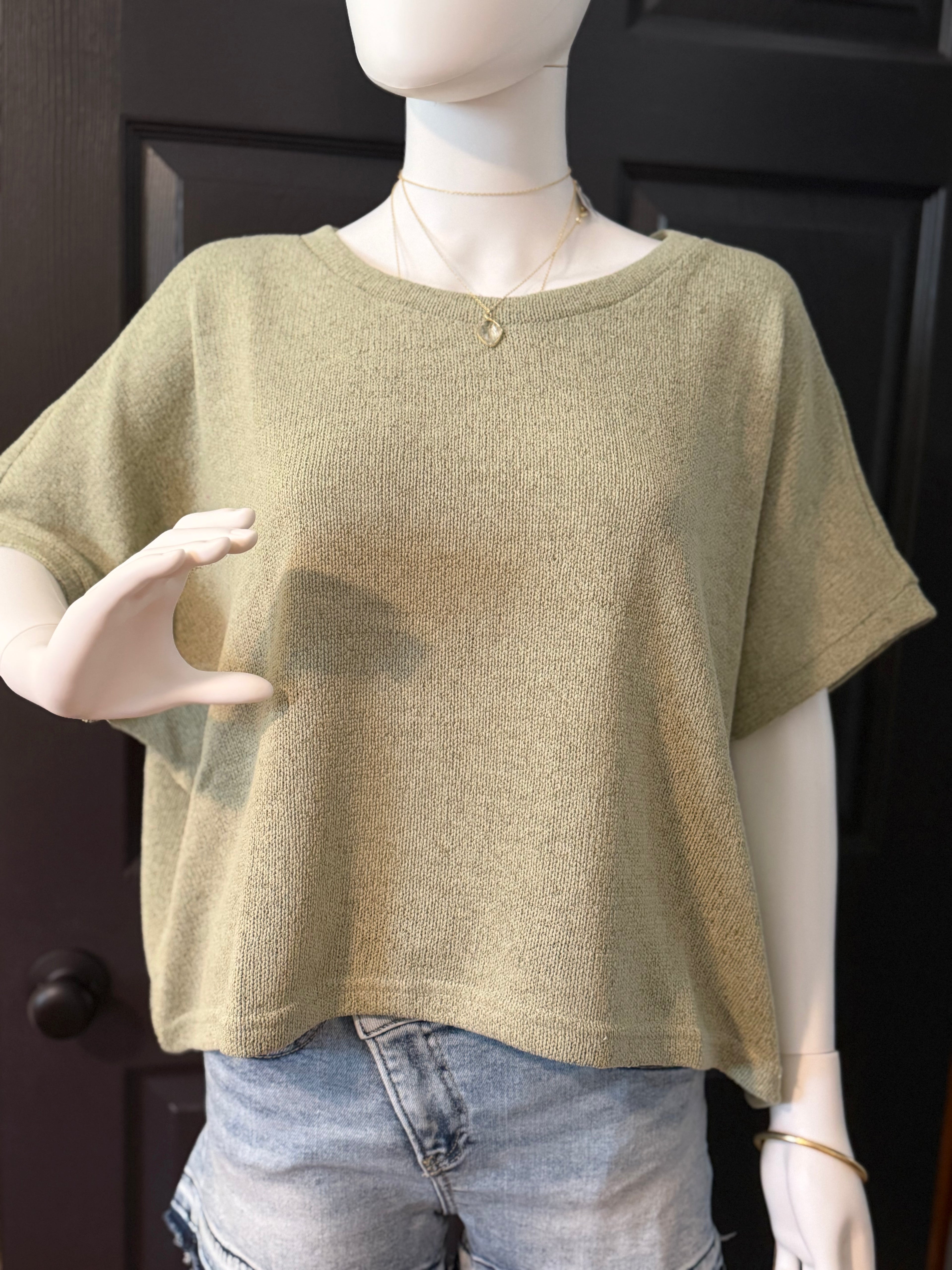 Short Dolman Sleeve Round Neck Top