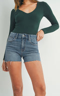 Raw Hem Denim Shorts Medium Wash