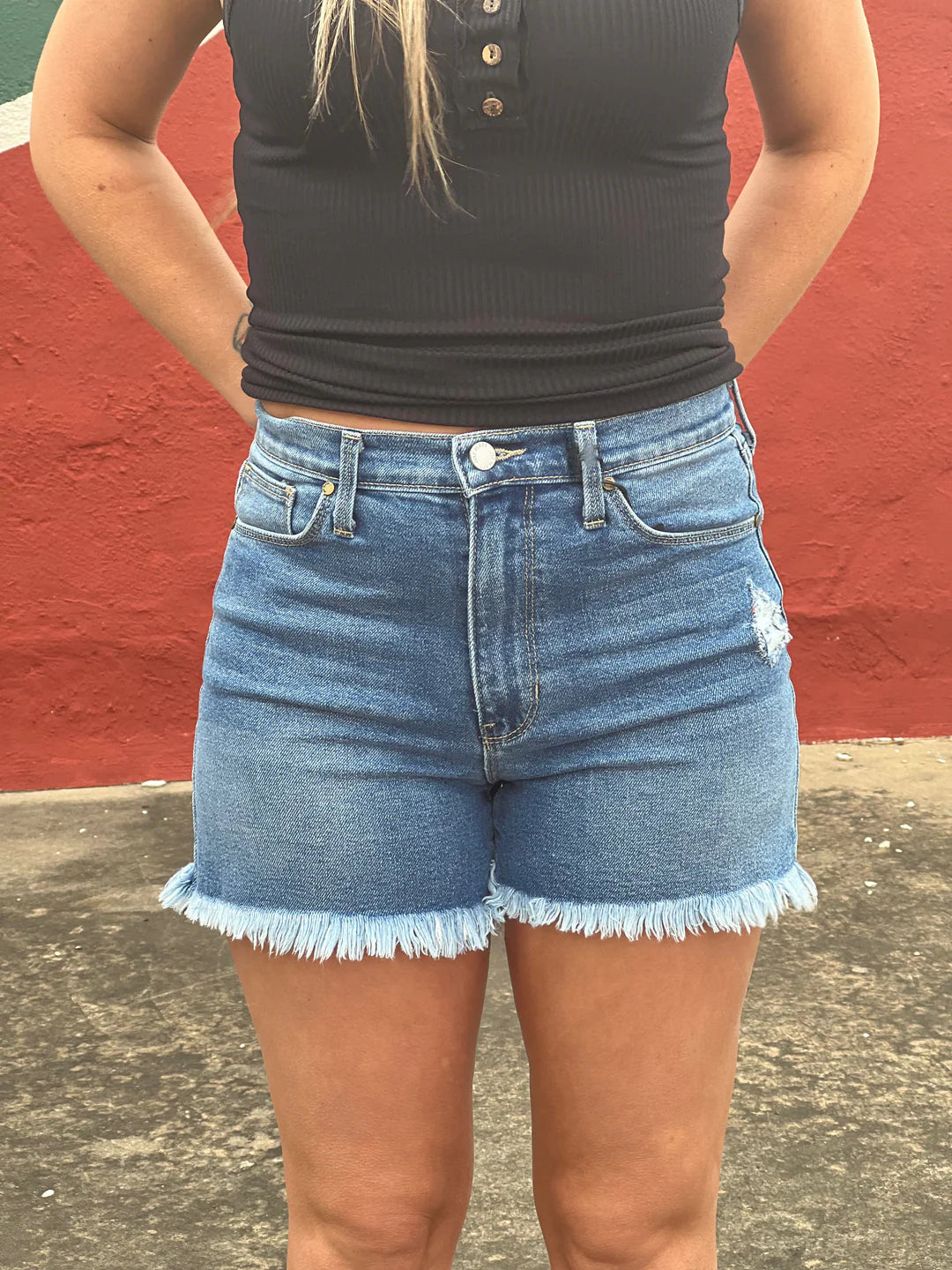 Stella Frayed Hem Denim Shorts