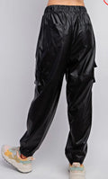 Faux Leather Cargo Joggers