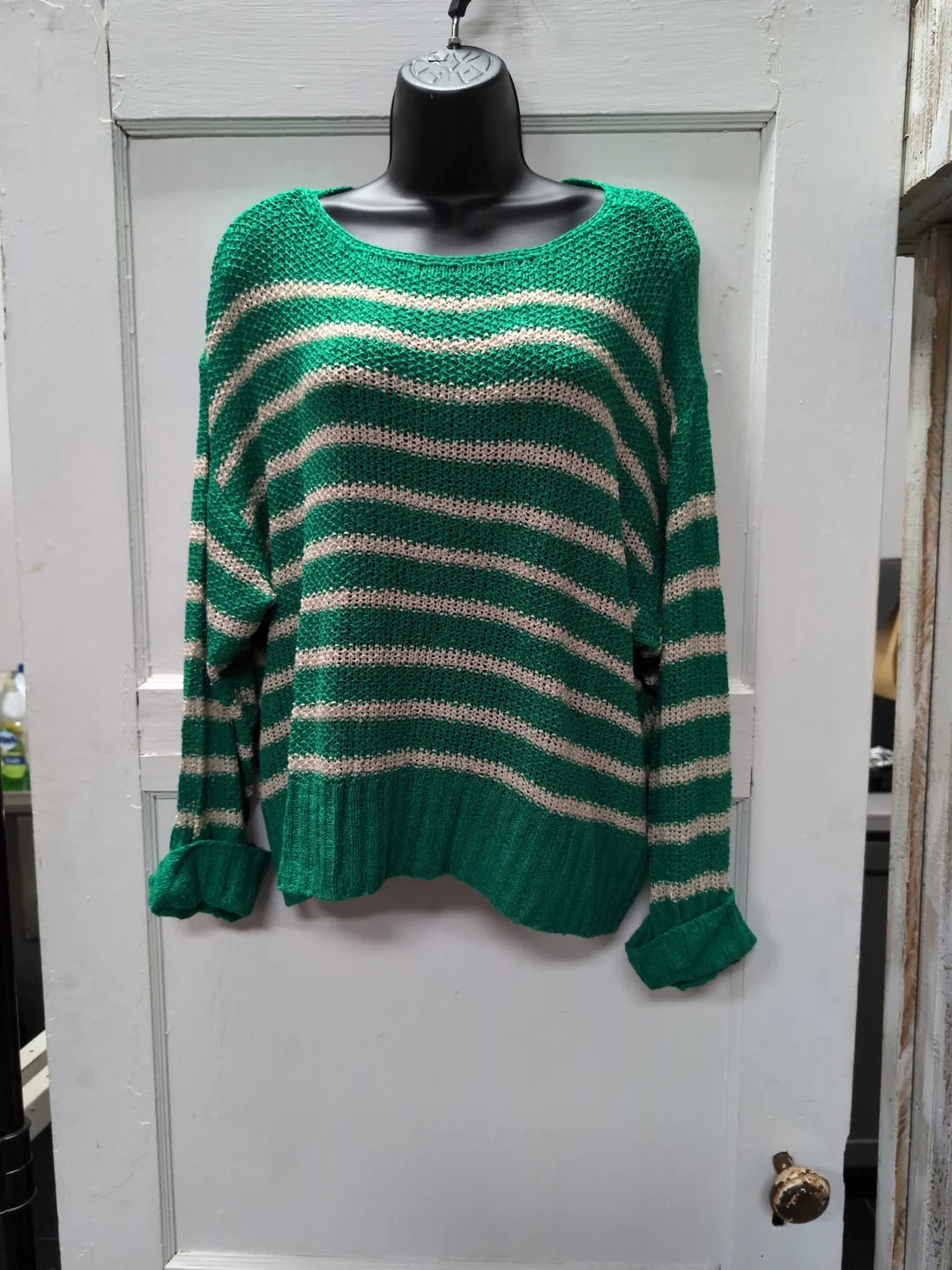 Green/White Knit Sweater