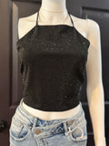 Rhinestone Black Crop