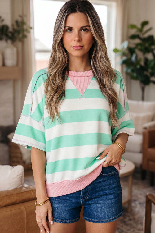 Exposed Seam Patchwork Tee