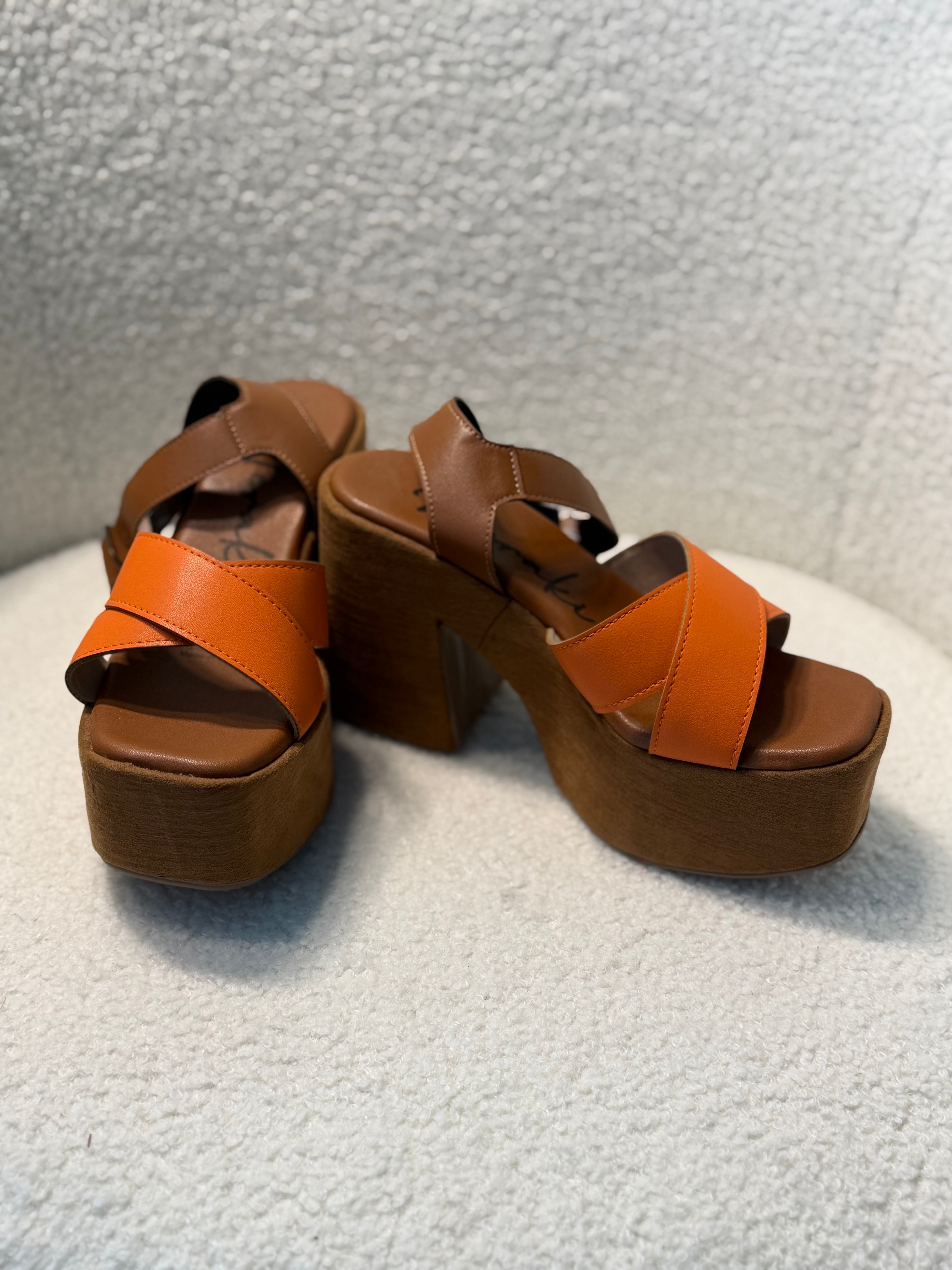 Two Tone Brown/Orange Wedge