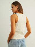 Ribbed Sleeveless Tank in Almond