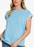 Snow Washed Cuff Sleeve in Blue