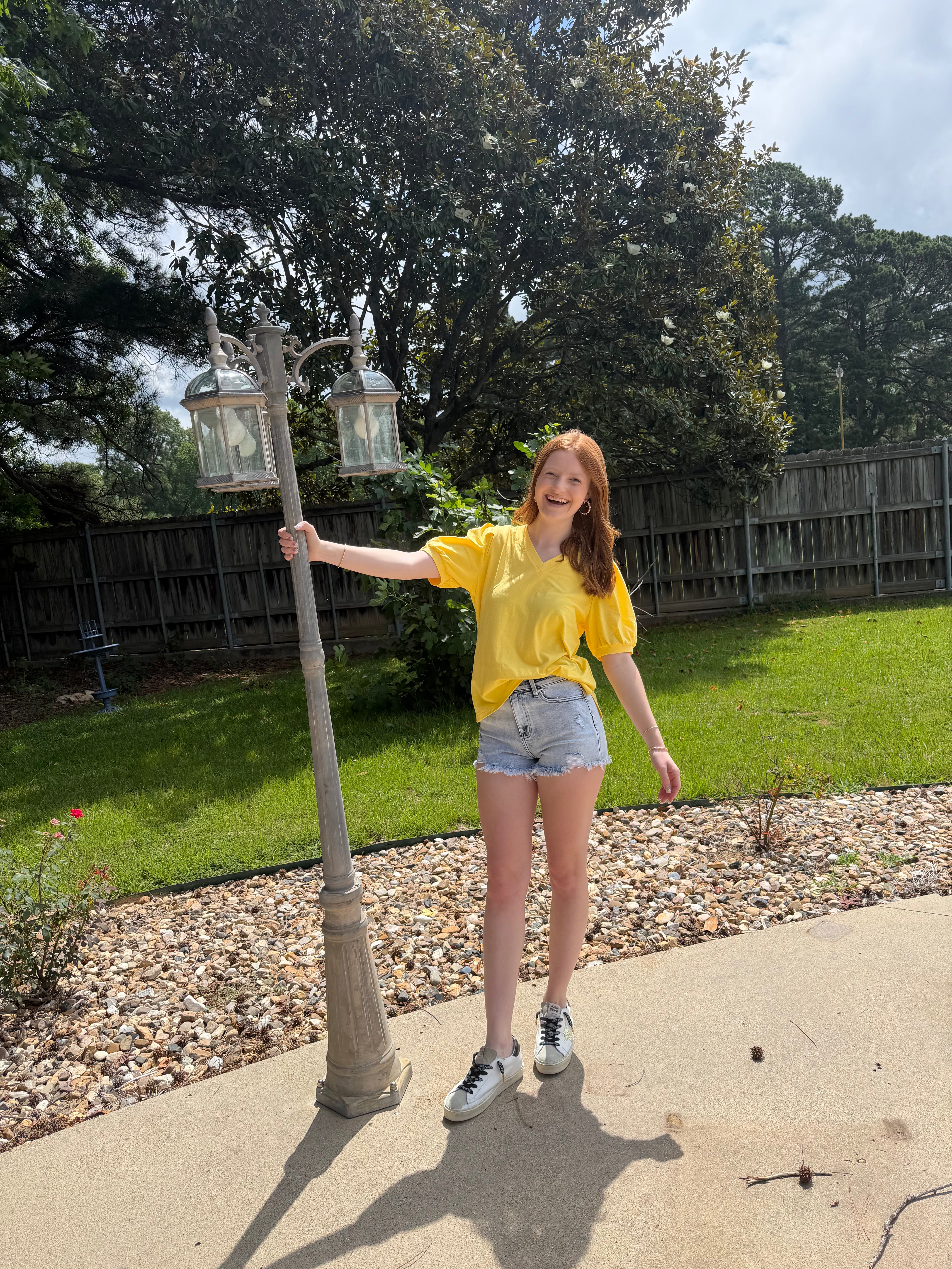 Yellow Solid Color V Neck