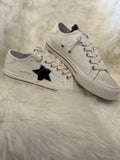Brushed White Black Star Low Top