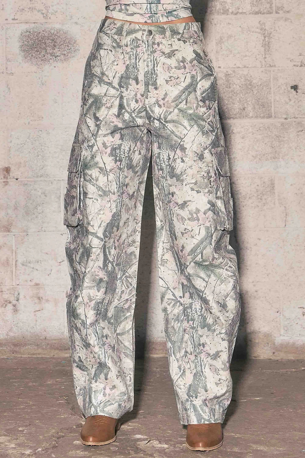 Pink Wood Rhinestone Pants