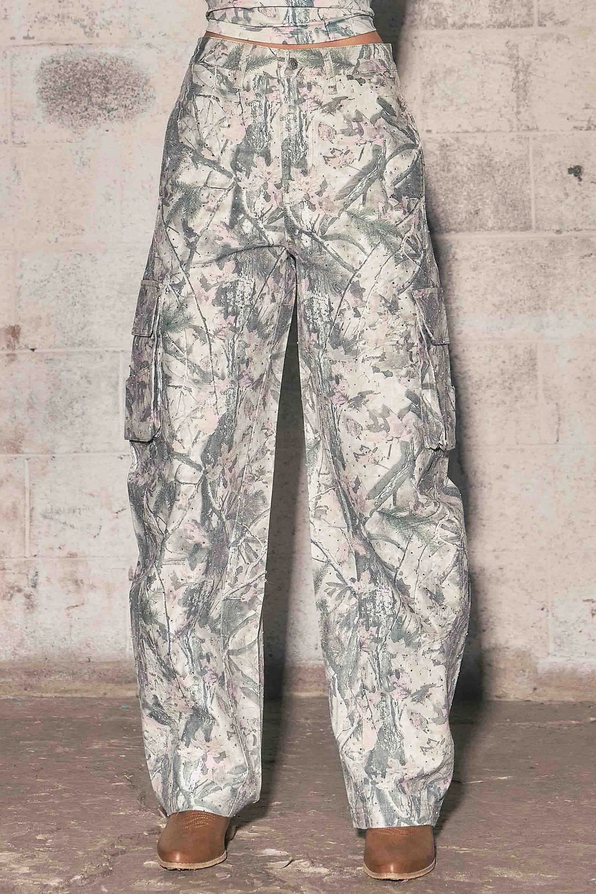 Pink Wood Rhinestone Pants