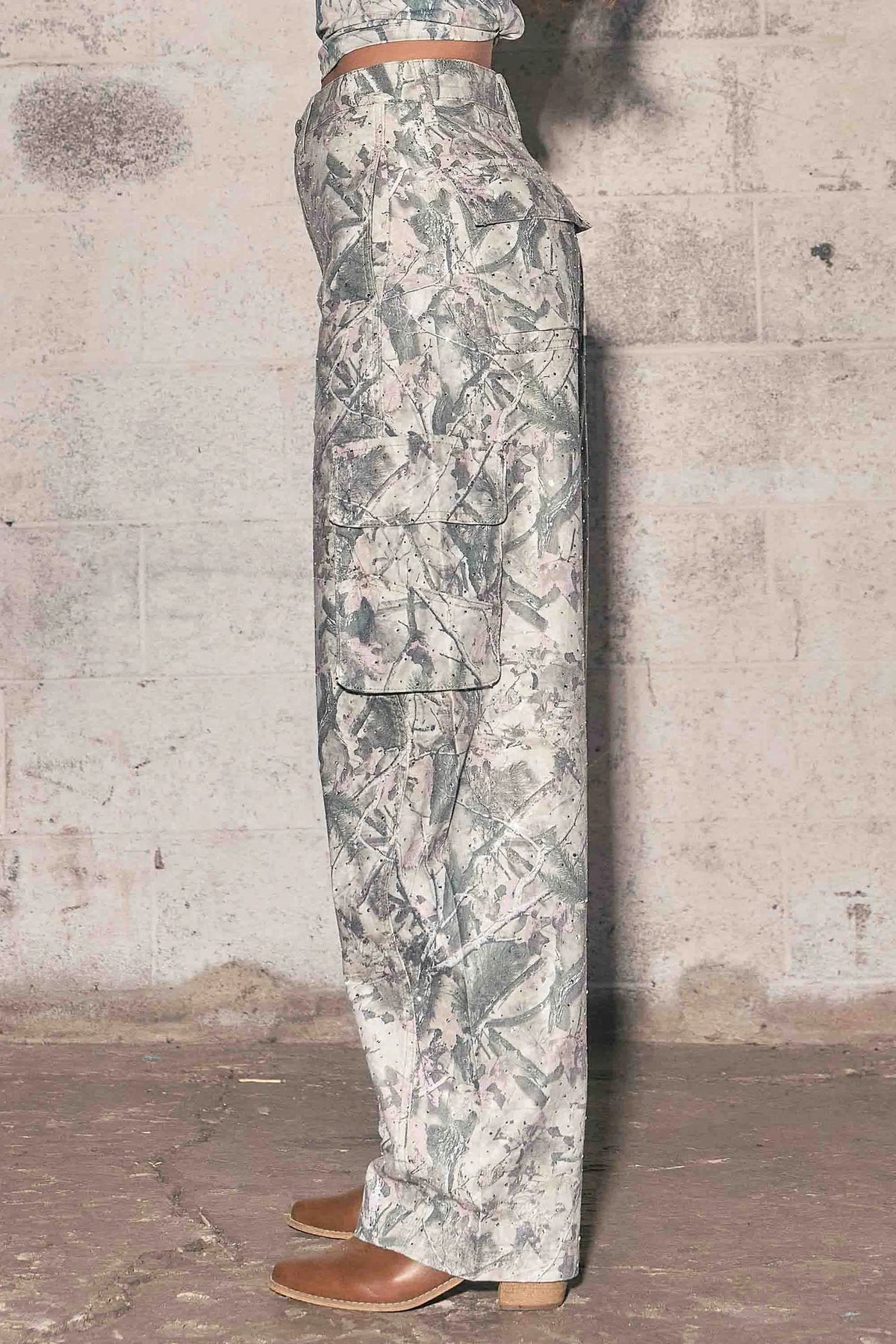 Pink Wood Rhinestone Pants