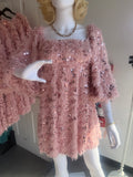 Eyelash Fringe Sequin Babydoll Dress