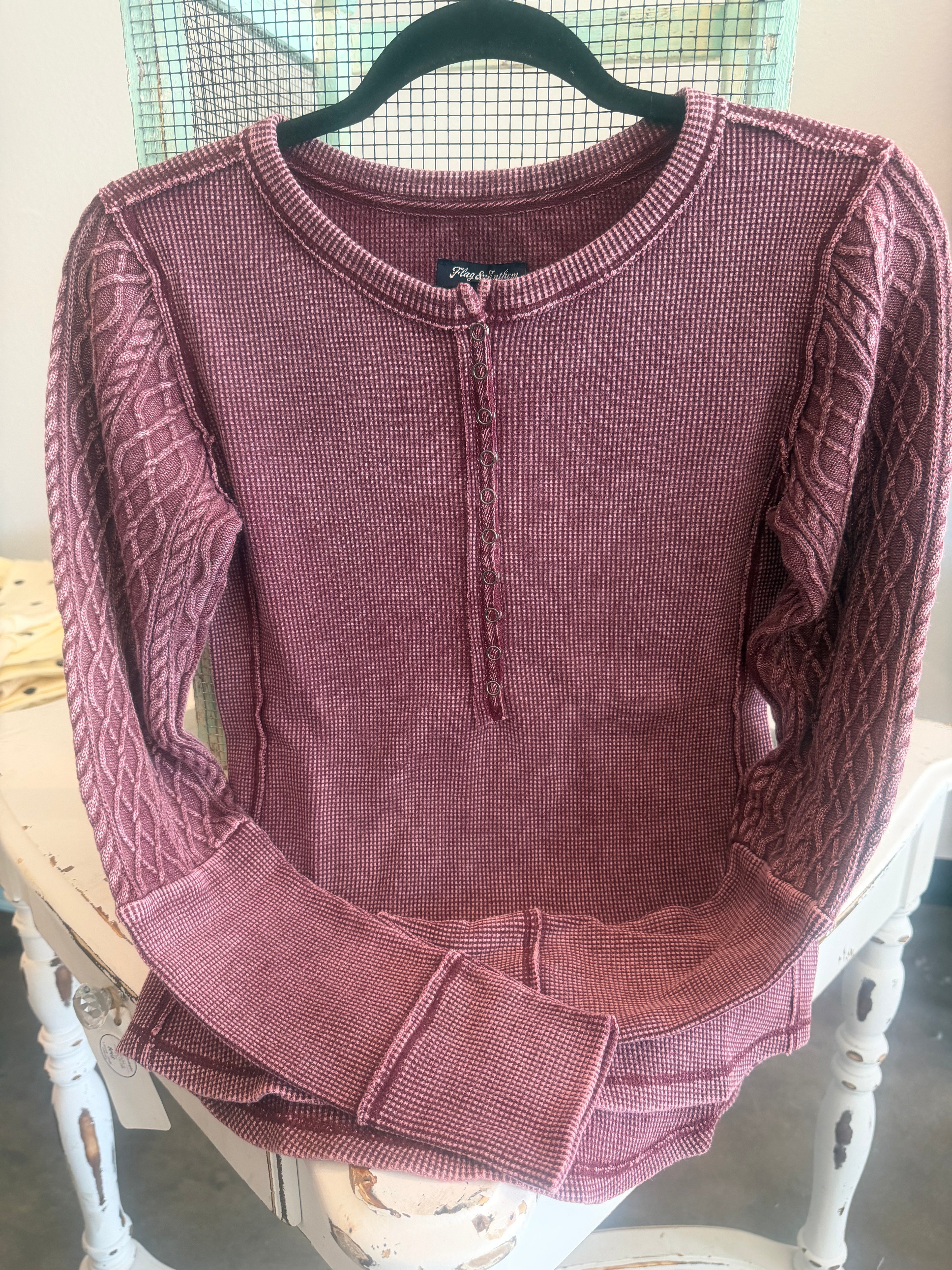 Mixed Media Cable Henley