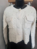 Pearl Embellished Two Pocket Sweater