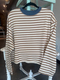 Color Block Long Sleeve Boxy Sweater
