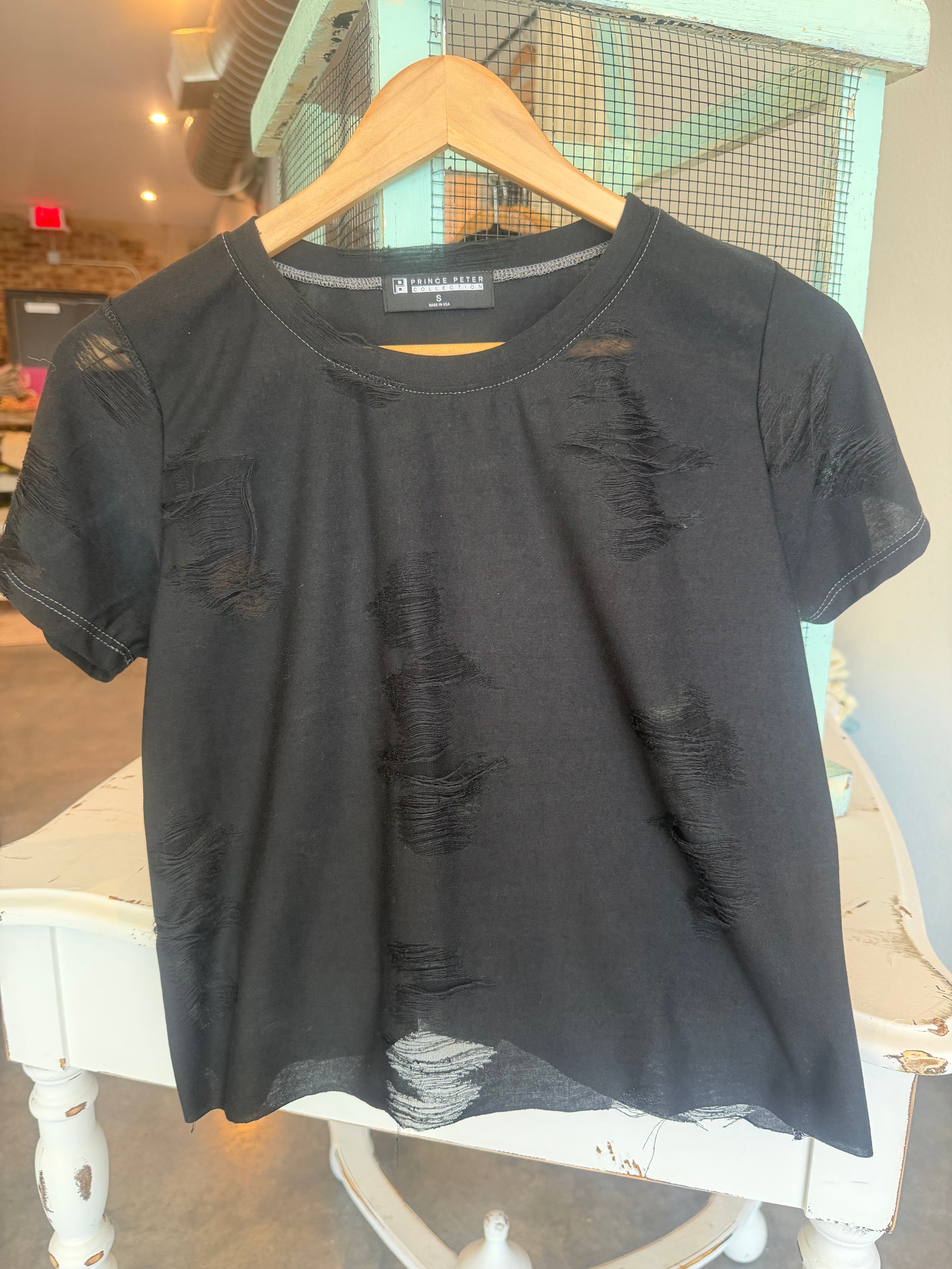 Black Vintage Distressed Tee