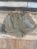 Striped Drawstring Denim Shorts