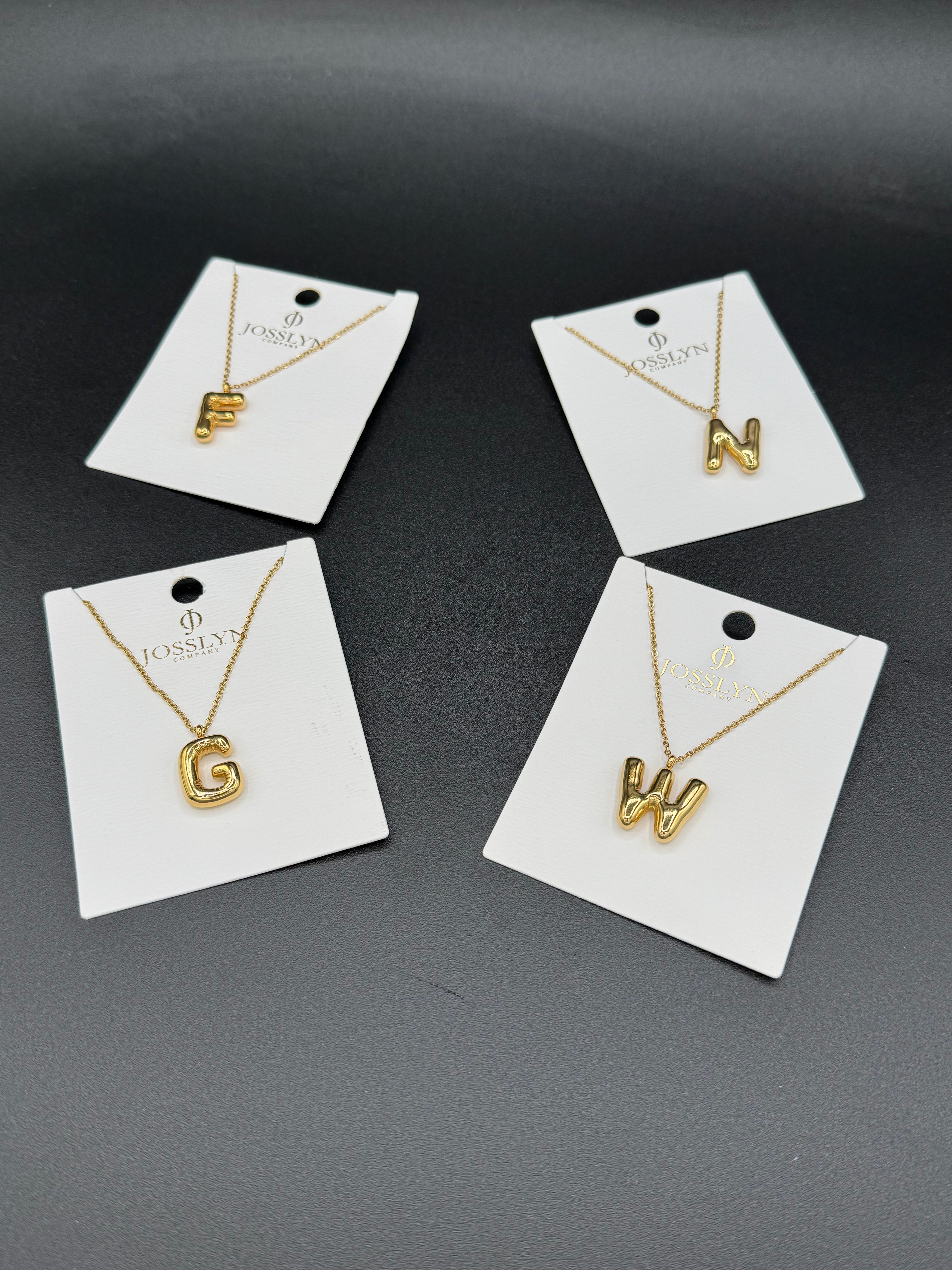 Gold Bubble Initial Necklace