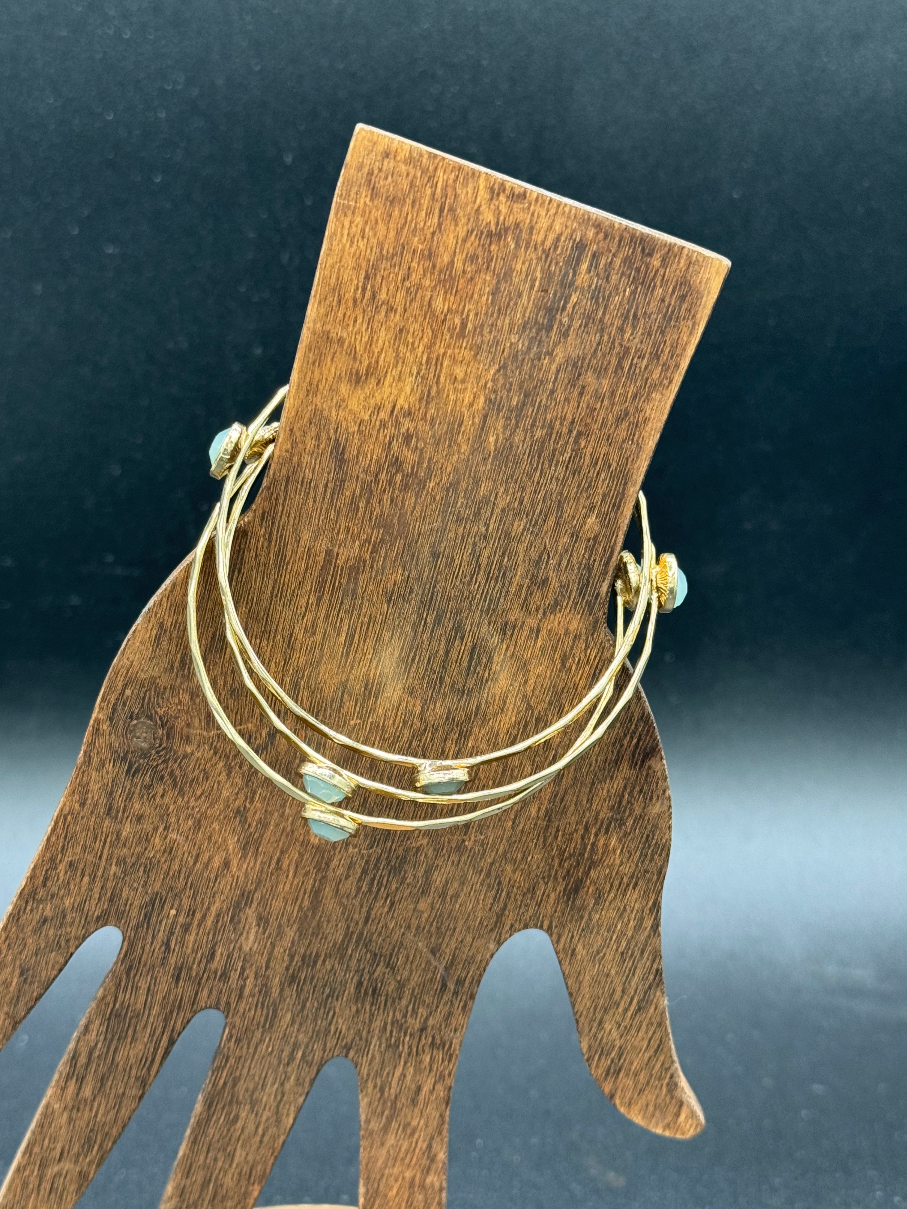 Gold/Green 3 Piece Bangle Set
