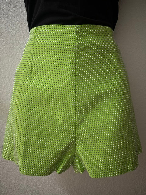 Rhinestone Shorts Green
