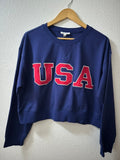 USA Long Sleeve Crop Top