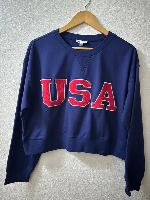 USA Long Sleeve Crop Top