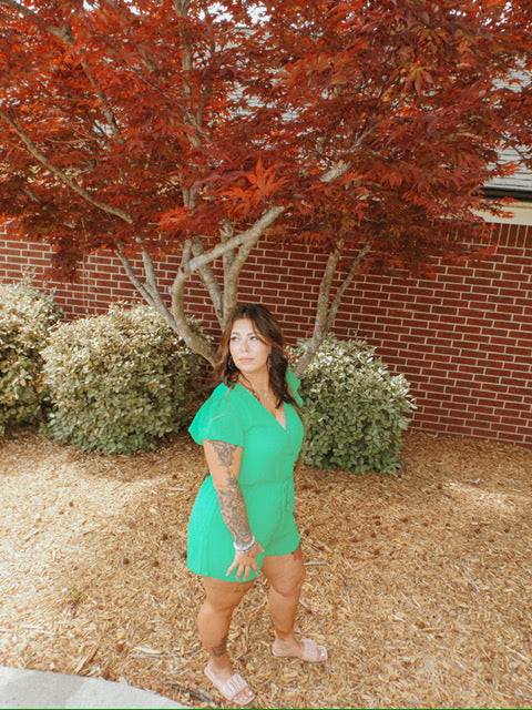 Ruffle Sleeve Textured Romper