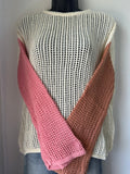 Block Color Fishnet Sweater