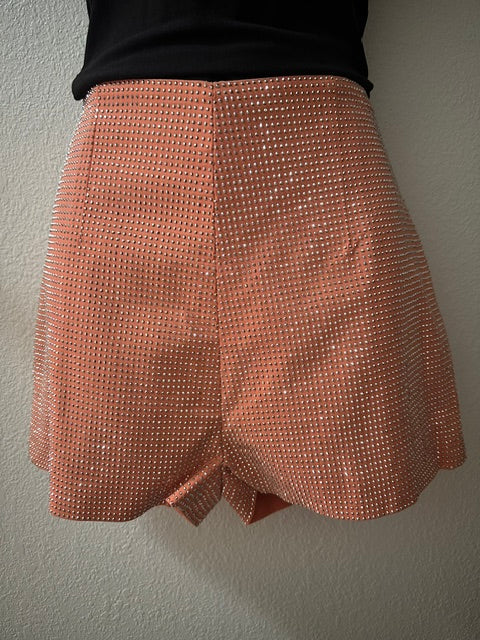 Orange Rhinestone Shorts